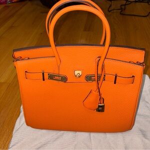 Vibrant Orange Satchel Bag Handbag. Wirkin
